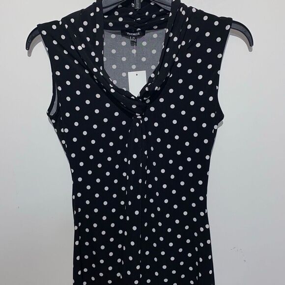 Premise Tops - Premise Women's Black White Polka Dot Tie Front Sleeveless Blouse Size XS NWT